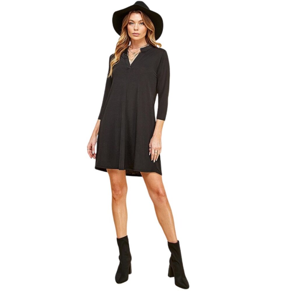 3/4 Sleeve Tunic in Black - Picture 3 of 3